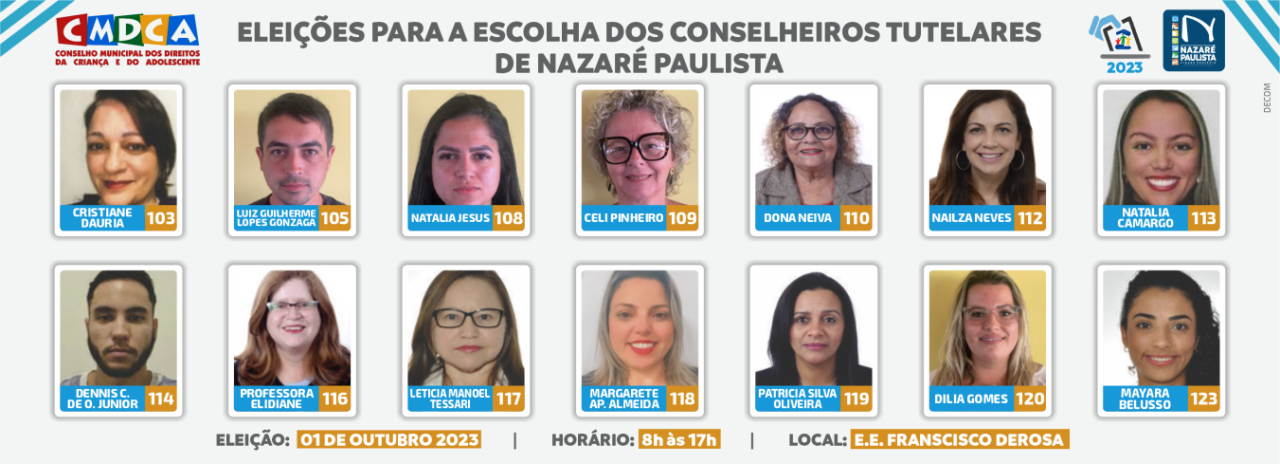 Prefeitura divulga relação dos candidatos à eleição do Conselho Tutelar em Nazaré Paulista