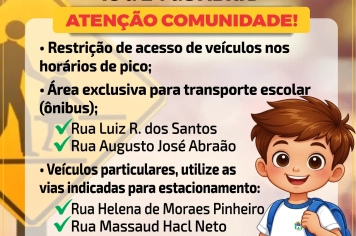 Prefeitura organiza acesso de veículos nos horários escolares para reforçar segurança nas escolas Professor Faustino Penalva e Prefeito Estanislau Gonzaga Pinheiro