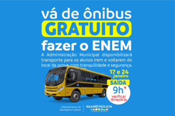 Prefeitura de Nazaré Paulista disponibilizará transporte gratuito para os inscritos no Enem