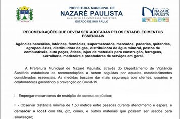  VIGILÂNCIA SANITÁRIA: recomendações que devem ser adotadas pelos estabelecimentos essenciais