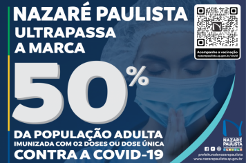 Nazaré Paulista ultrapassa a marca de 50% da população com duas doses da vacina contra a covid-19
