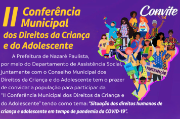 Vem aí a II Conferência Municipal dos Direitos da Criança e do Adolescente de Nazaré Paulista