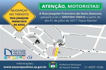 Município de Nazaré Paulista terá “Alteração de via no Trânsito”