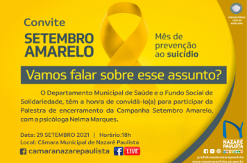 Setembro Amarelo - Nazaré Paulista vai realizar palestra em combate a depressão e o suicídio