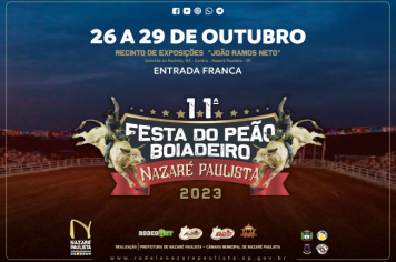 Pega essa novidade! Prefeitura confirma 11ª Festa do Peão Boiadeiro 2023 de Nazaré Paulista no Recinto de Exposições João Ramos Neto