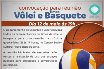 Departamento de Esportes e Lazer de Nazaré Paulista convoca representantes de times municipais de vôlei e basquete