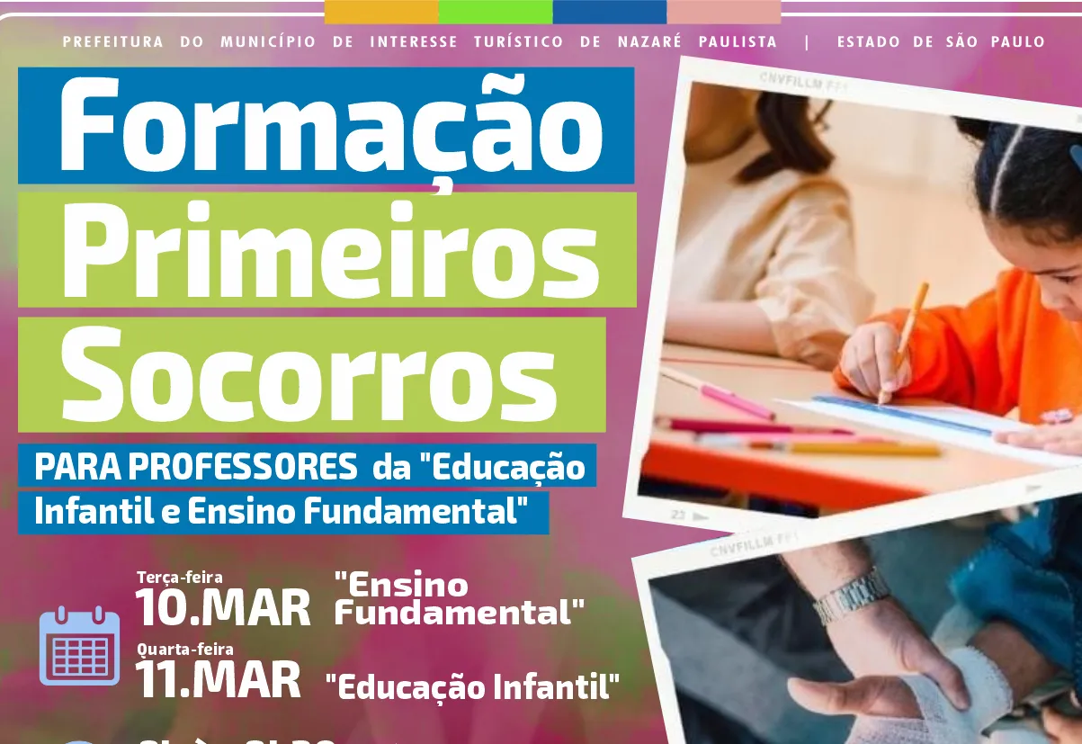 Professores da rede municipal participarão de formação sobre Primeiros Socorros em Nazaré Paulista