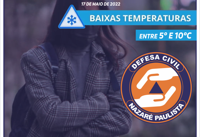 Defesa Civil alerta para queda brusca na temperatura em Nazaré Paulista