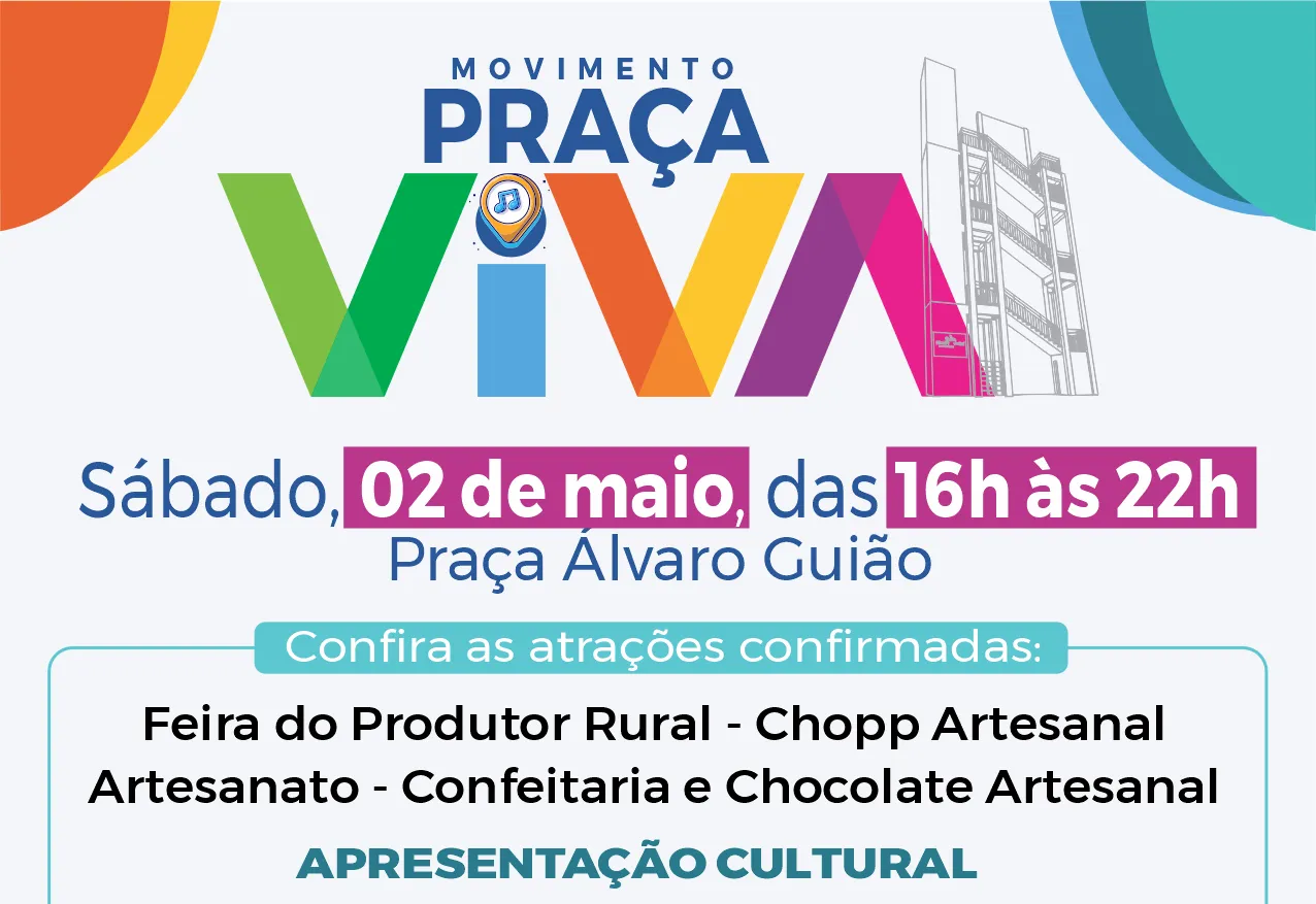 Praça Álvaro Guião recebe o projeto movimento praça viva neste sábado (02/05)