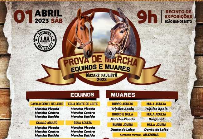 Nazaré Paulista se prepara para a tradicional Prova de Marcha de Equinos e Muares