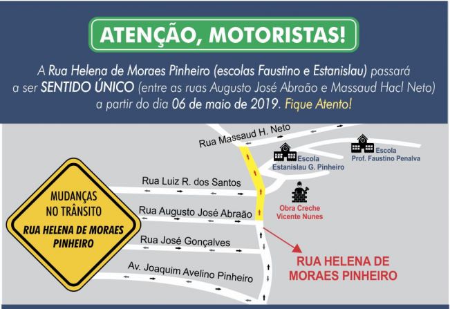 Prefeitura faz alteração no sentido da via de mão única no Bairro Vicente Nunes visa trazer segurança aos alunos em Nazaré Paulista