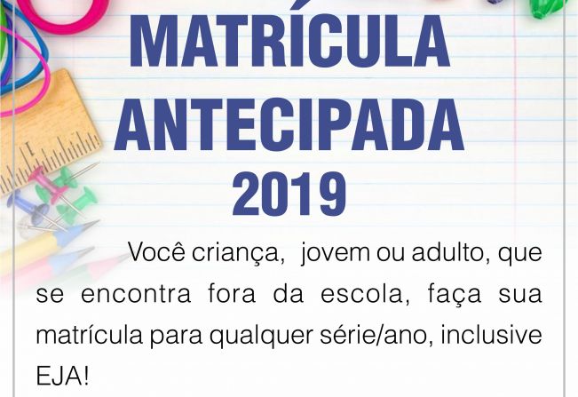 Matricula Antecipada 2019 em Nazaré Paulista