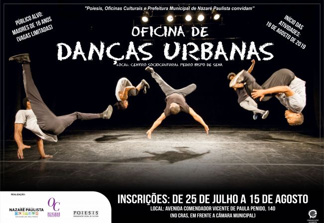 Estão abertas as inscrições para oficina de danças urbanas em Nazaré Paulista