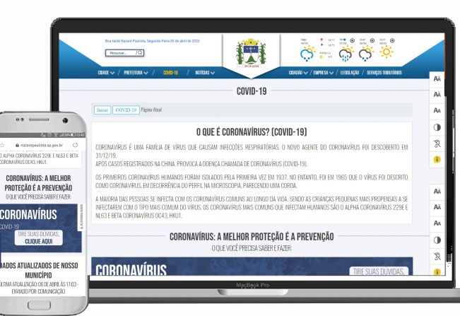 Prefeitura de Nazaré Paulista cria site para orientar a população sobre o novo COVID-19/coronavírus